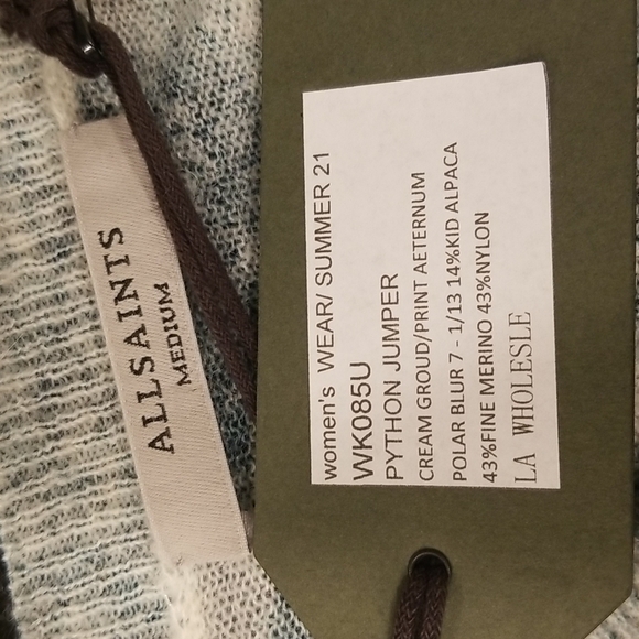 💕ALLSAINTS💕 Python Jumper Sweater ~ Blue Snakeskin Animal Print Medium M NWT - Picture 9 of 9